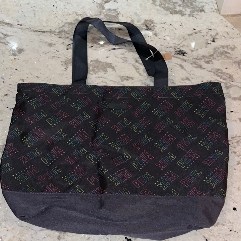 PINK Victoria's Secret Logo Tote Bag - Black